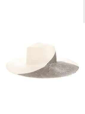 Eugenia Kim Two-Tone Wide Brim Straw Sun Hat in White and Black